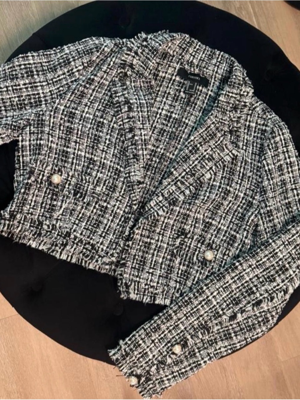 Forever 21 Black & White Tweed Cropped Blazer